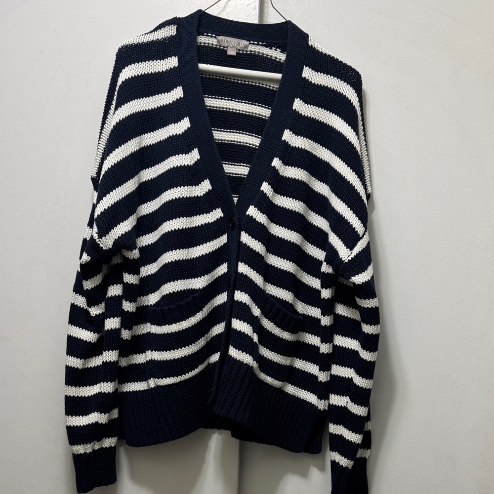 J. Crew Navy and Cream Striped Sweater